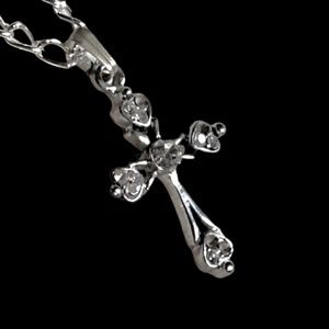 Valentine’s/Mothers Day-Silver & Crystal Cross Necklace